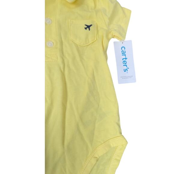 Carter's 2-Piece Polo Bodysuit & Short Set Baby Boy 12mos Yellow Brown - Picture 4 of 5